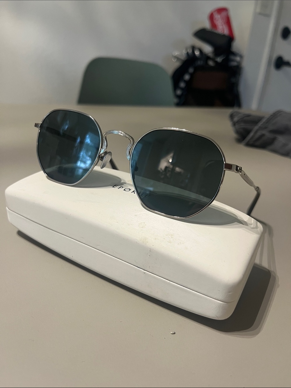 Epokhe Denz Metal Frame Green/blue Lens Sunglasses